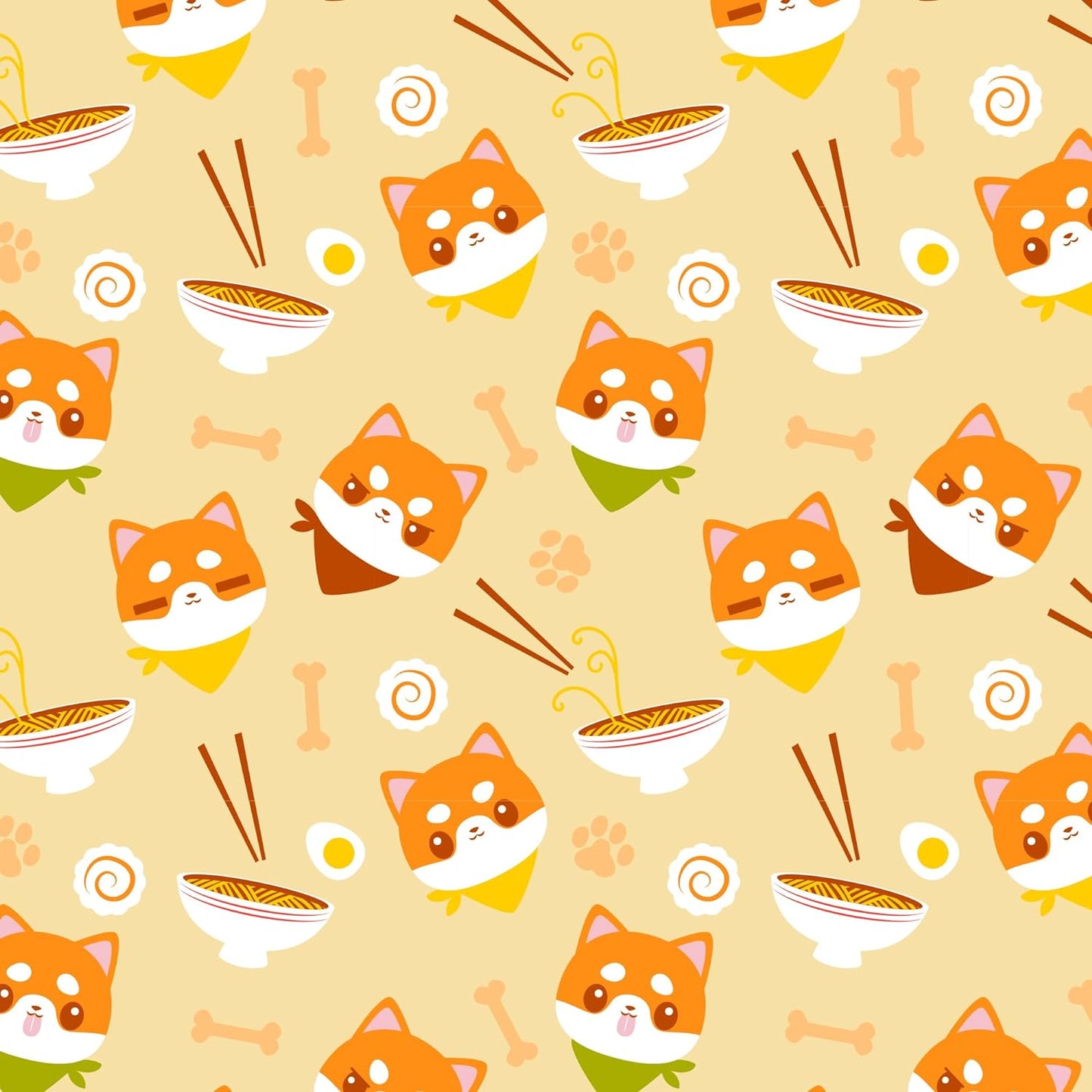 TeeTurtle Plushie Tote Bag: Orange Ramen Shiba Inu