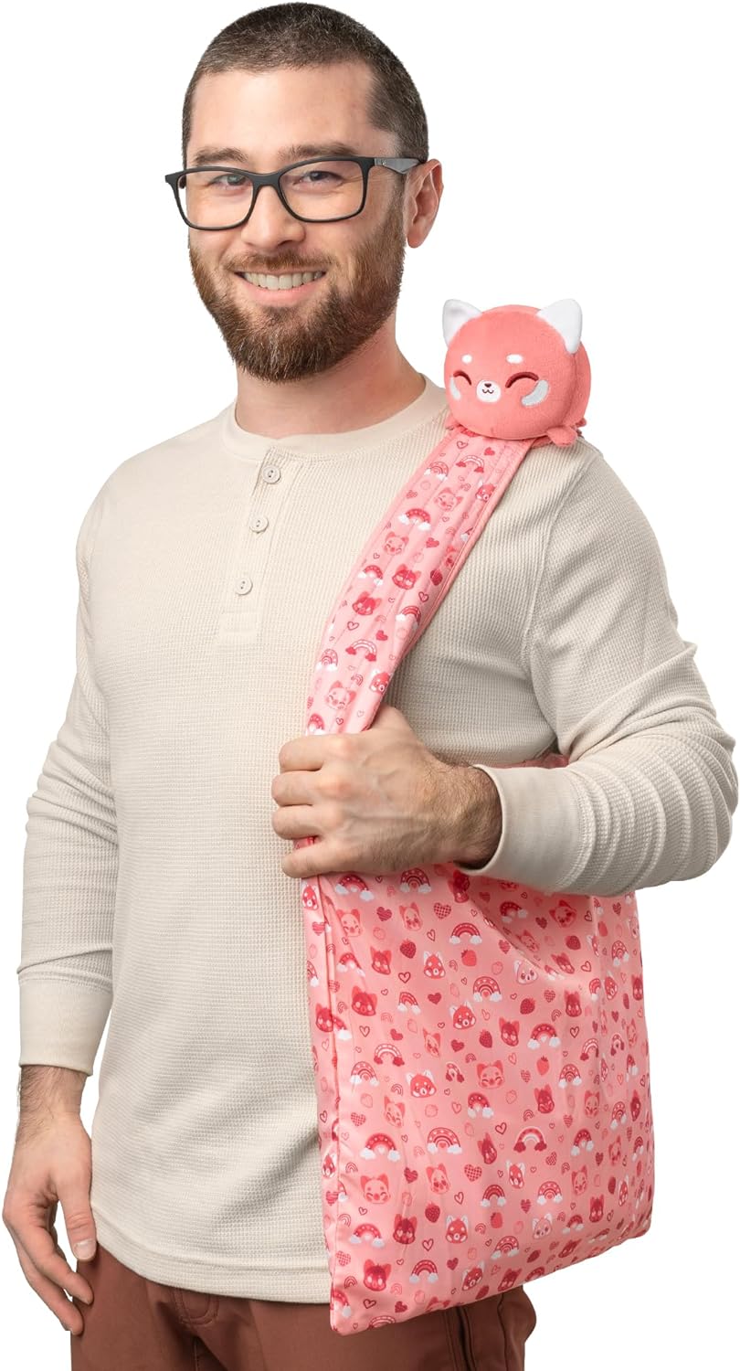 TeeTurtle Plushie Tote Bag: Red Panda Hearts And Rainbows