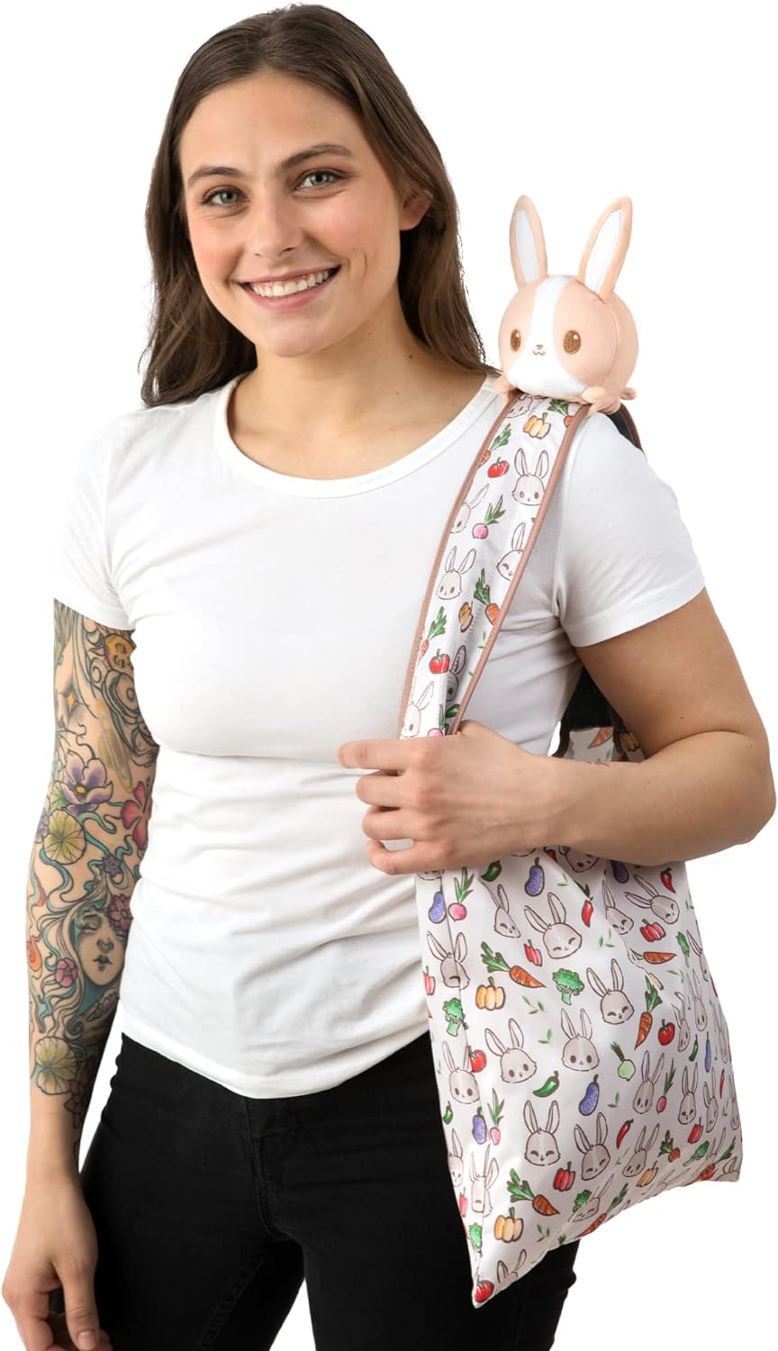 TeeTurtle Plushie Tote Bag: Farmer's Market Bunny