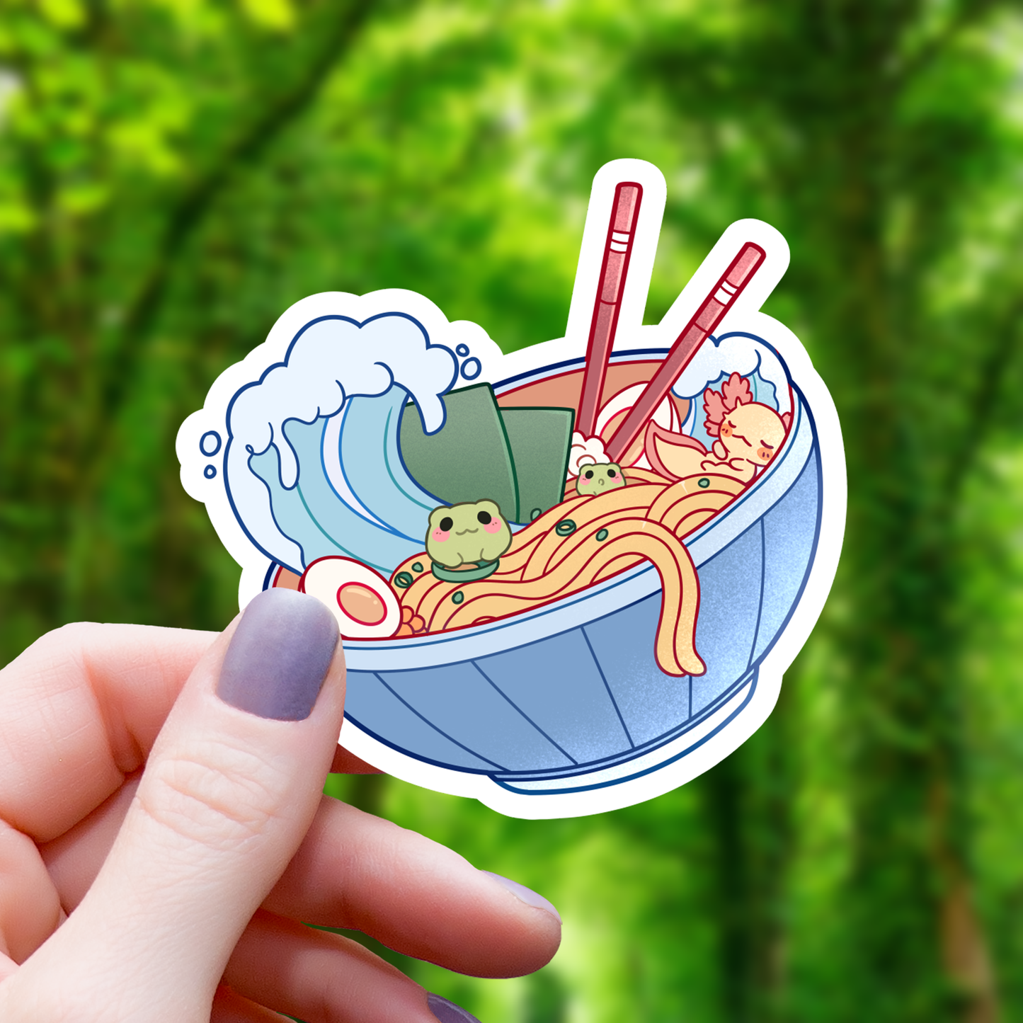 Frog and Axolotl Ramen Sticker - 3"