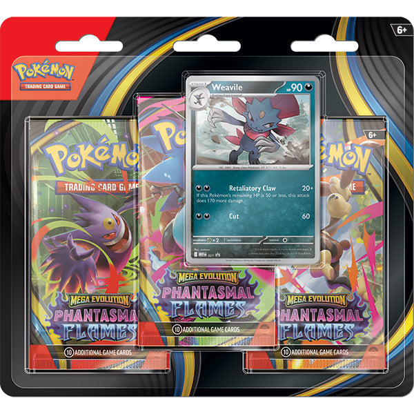 Pokemon: Mega Evolution - Phantasmal Flames 3-Blister Booster Pack - Weavile