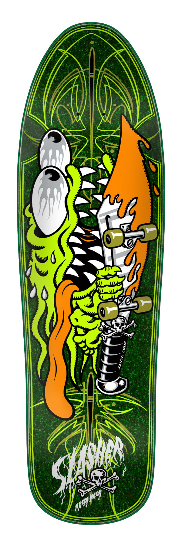 Santa Cruz Meek Pinstripe Slasher 9.23" Green Complete Skateboard