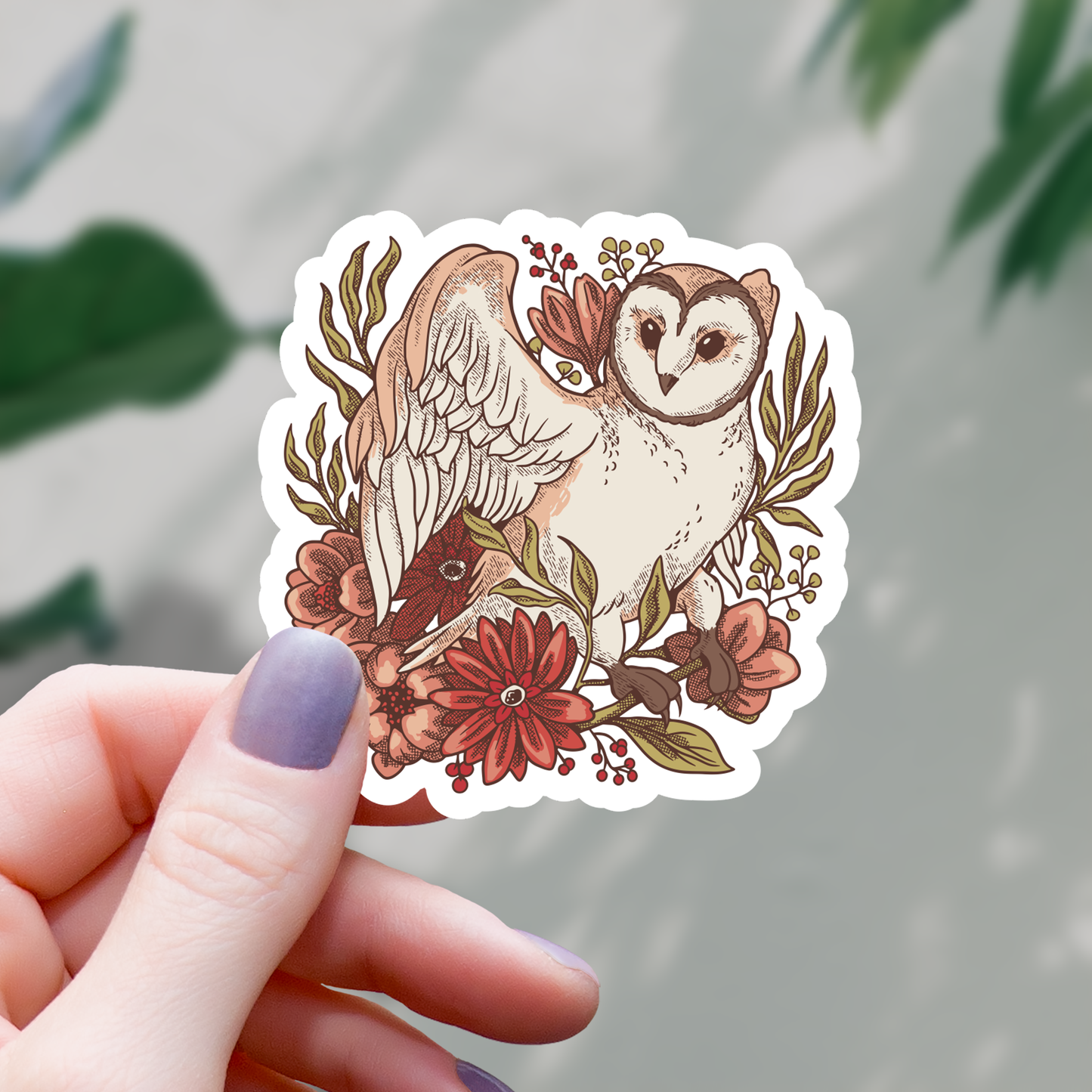 Floral Owl Animal Sticker - 3"