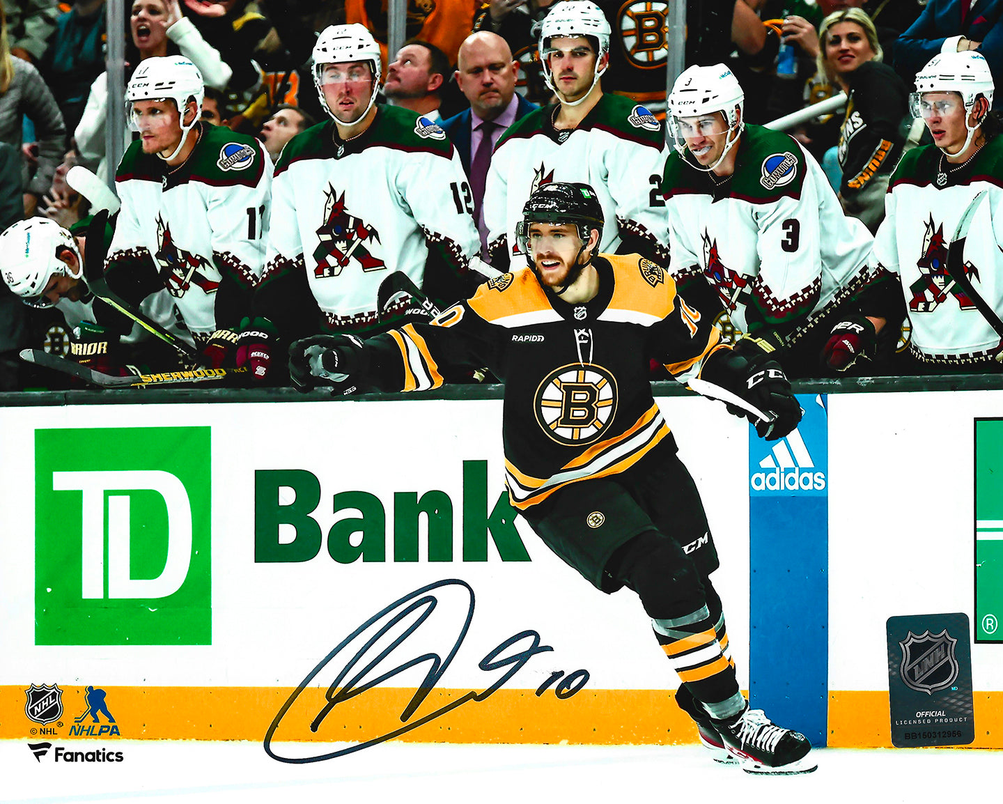 AJ Greer Celebration Boston Bruins Autographed 8" x 10" Hockey Photo