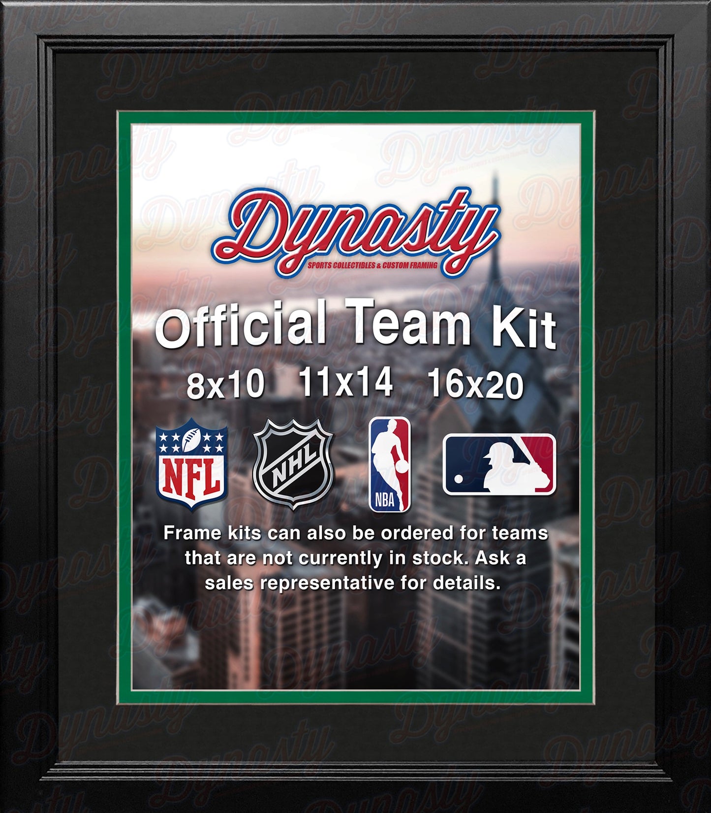 NHL Hockey Photo Picture Frame Kit - Dallas Stars (Black Matting, Green Trim)