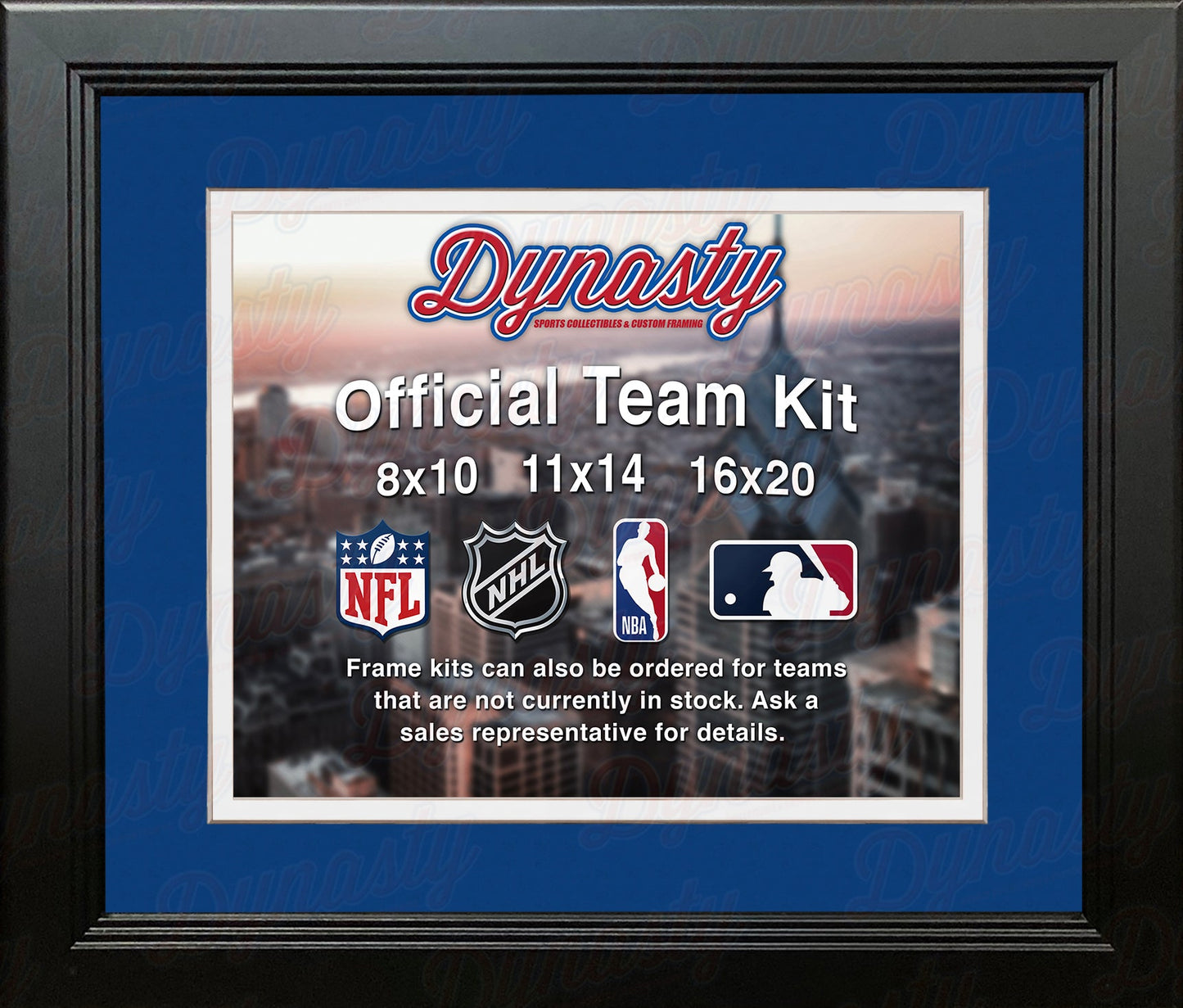 NHL Hockey Photo Picture Frame Kit - Columbus Blue Jackets (Blue Matting, White Trim)