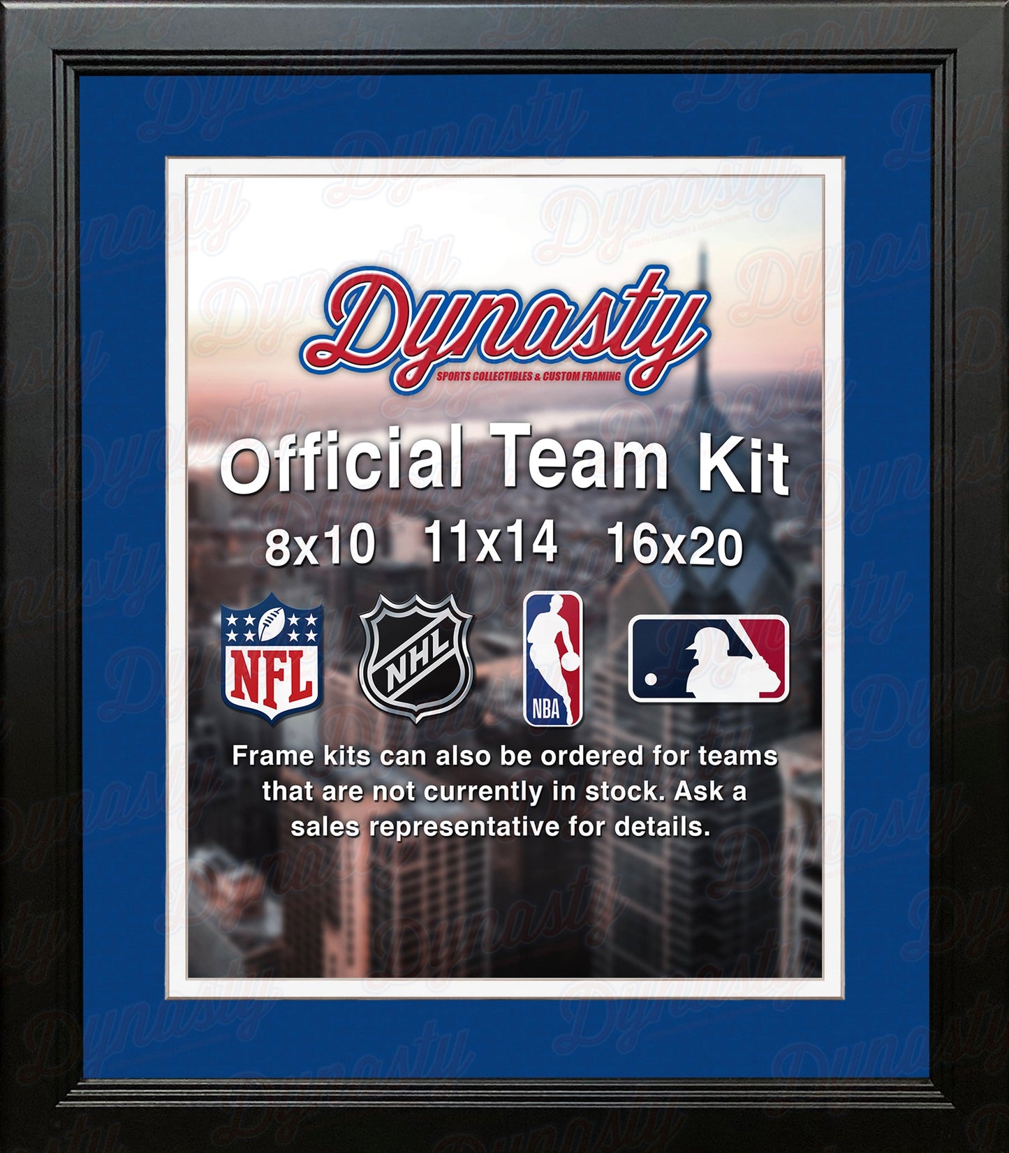 NHL Hockey Photo Picture Frame Kit - Columbus Blue Jackets (Blue Matting, White Trim)
