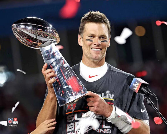 Tom Brady Super Bowl Champions Lombardi Trophy Tampa Bay Buccaneers 8" x 10" Football Photo