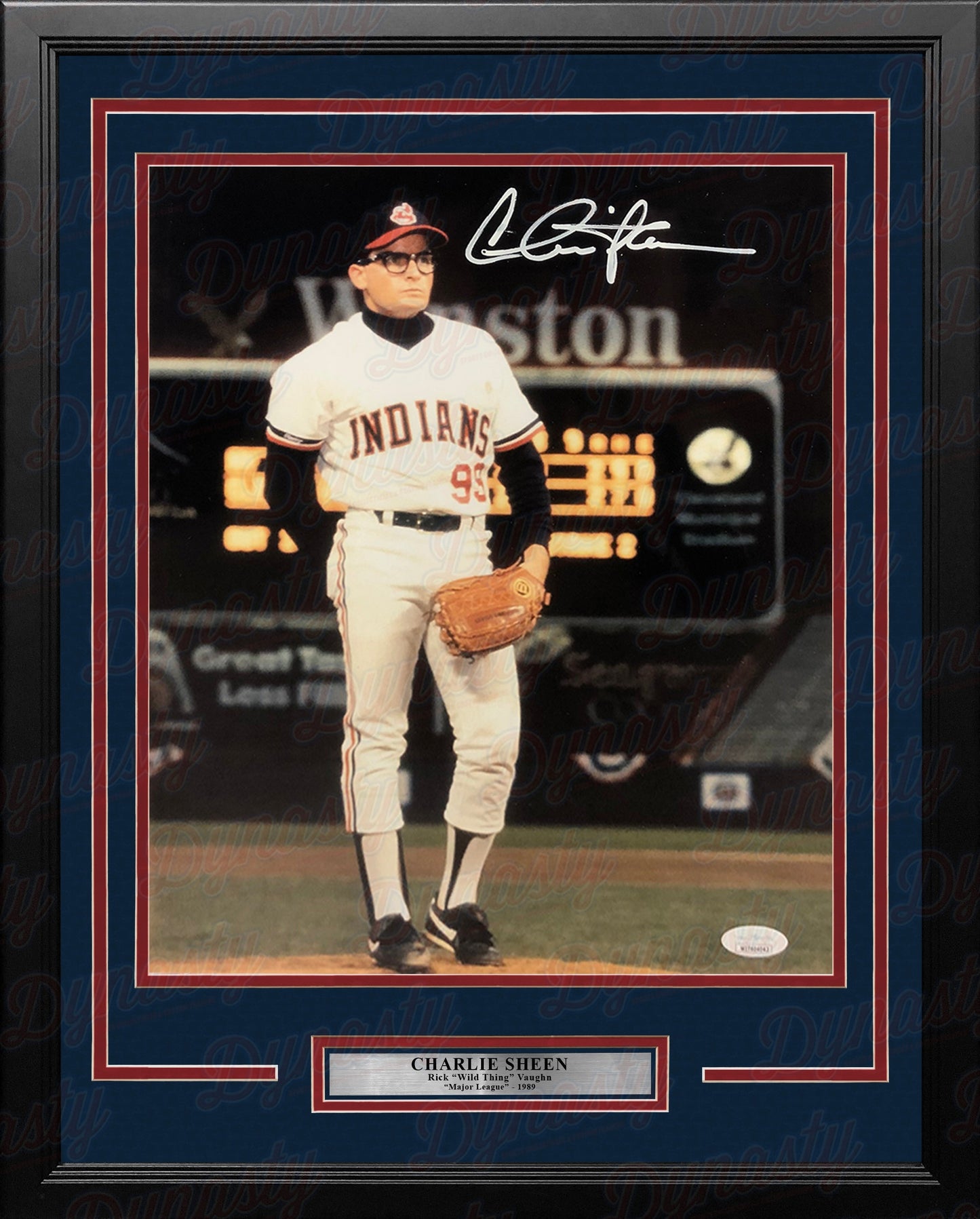 Charlie Sheen Rick Vaughn Major League Autographed 16" x 20" Framed Movie Photo