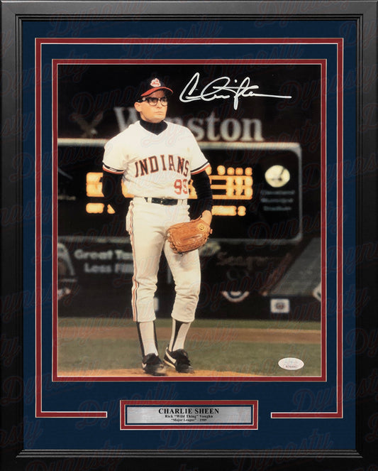 Charlie Sheen Rick Vaughn Major League Autographed 16" x 20" Framed Movie Photo