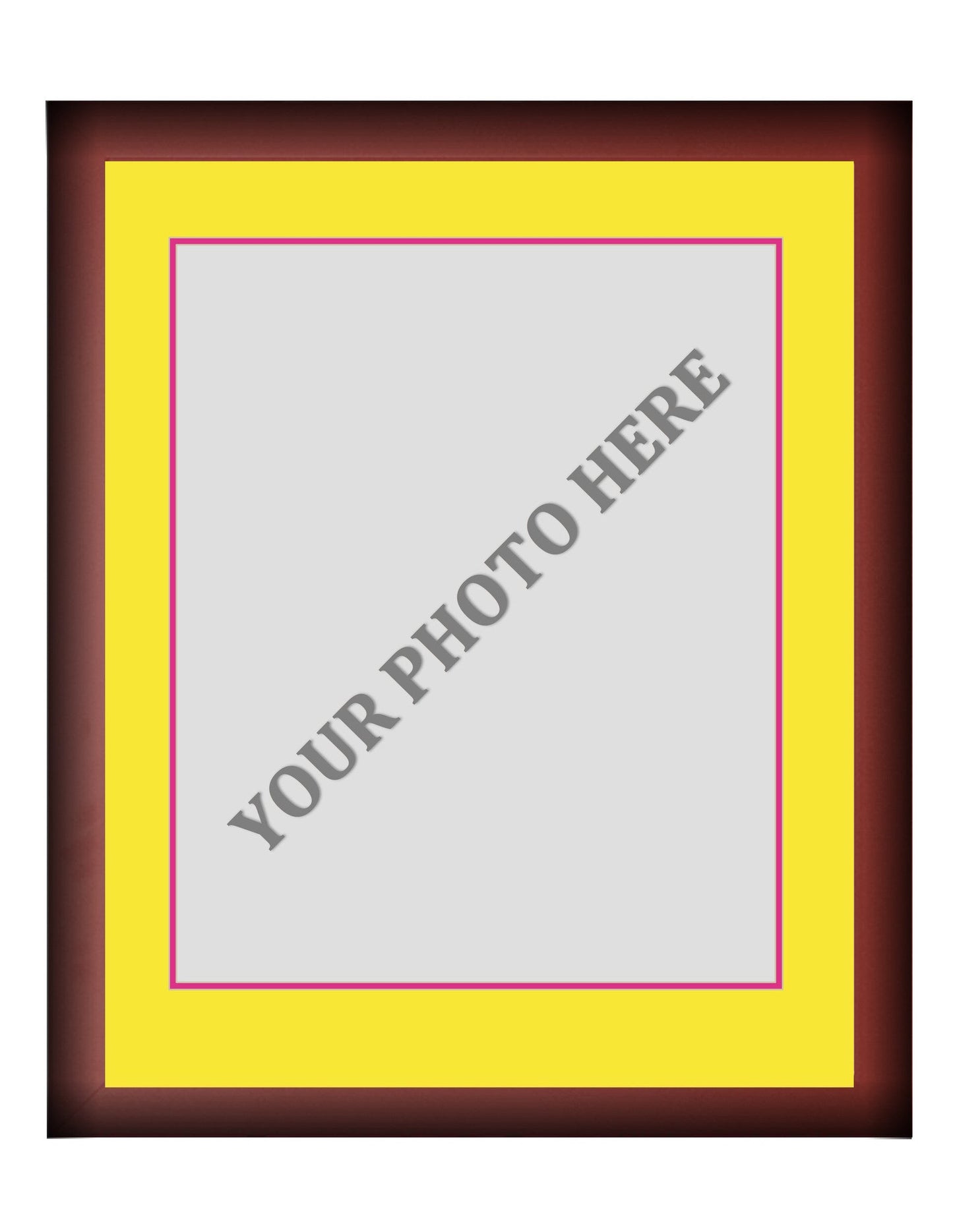 Frame Kit - Cherry Wood Frame | Yellow Matting | Pink Trim
