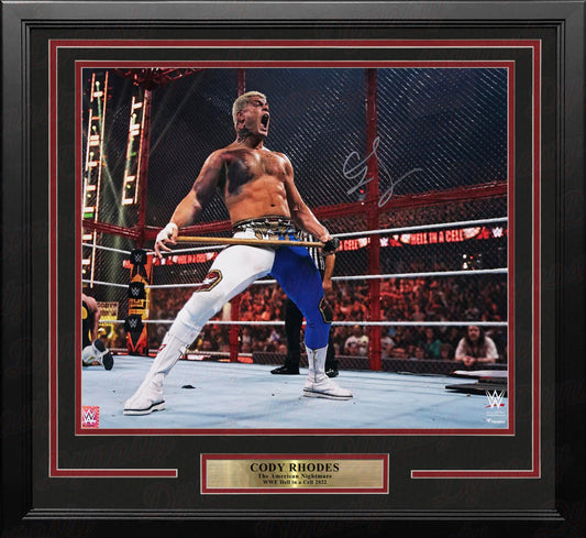 Cody Rhodes Hell in a Cell with a Sledgehammer Autographed 16" x 20" Framed Wrestling Photo