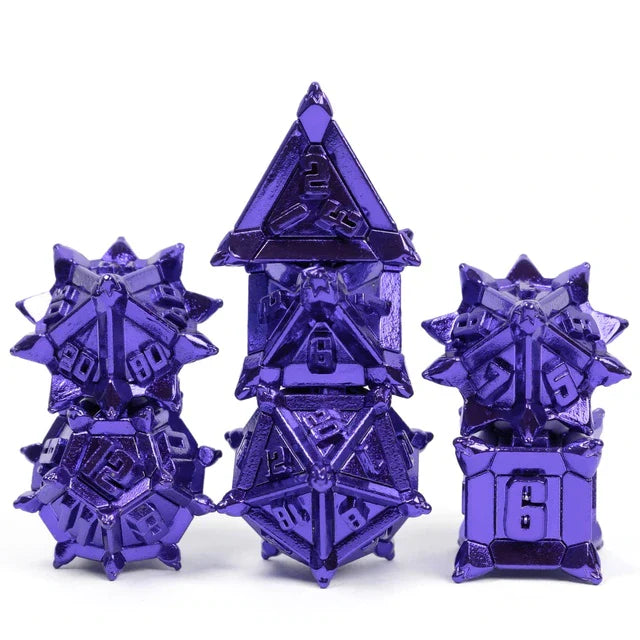 Pinwheel Metal 7 Piece Polyhedral Dice Set With Bag
