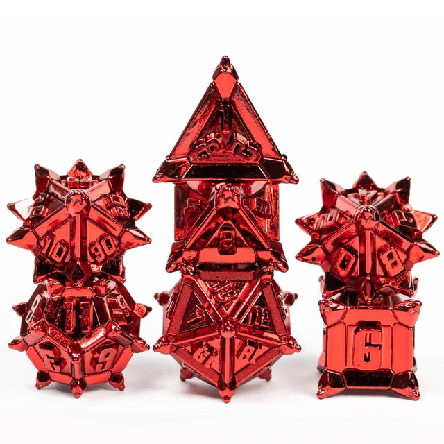 Pinwheel Metal 7 Piece Polyhedral Dice Set With Bag
