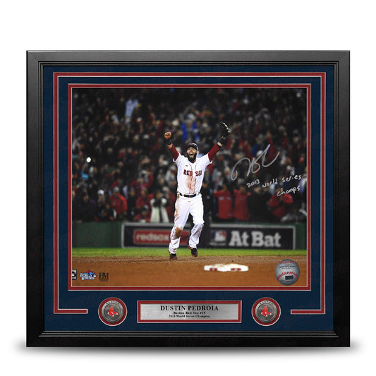 Dustin Pedroia 2013 World Series Boston Red Sox Autographed 16x20 Framed Photo - World Series Champs