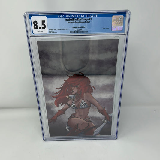 Invincible Red Sonja #1 2021 Dynamite Gem Mint Metal Cover - CGC 8.5