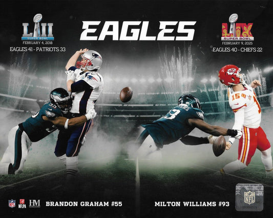 Brandon Graham & Milton Williams Super Bowl Sack Legends Eagles Collage Photo