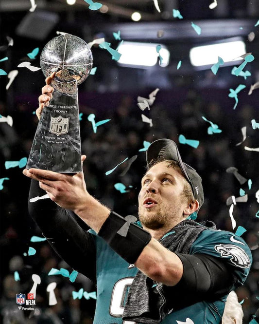 Nick Foles Lombardi Trophy Philadelphia Eagles Super Bowl LII Champions NFL Football 8" x 10" Photo