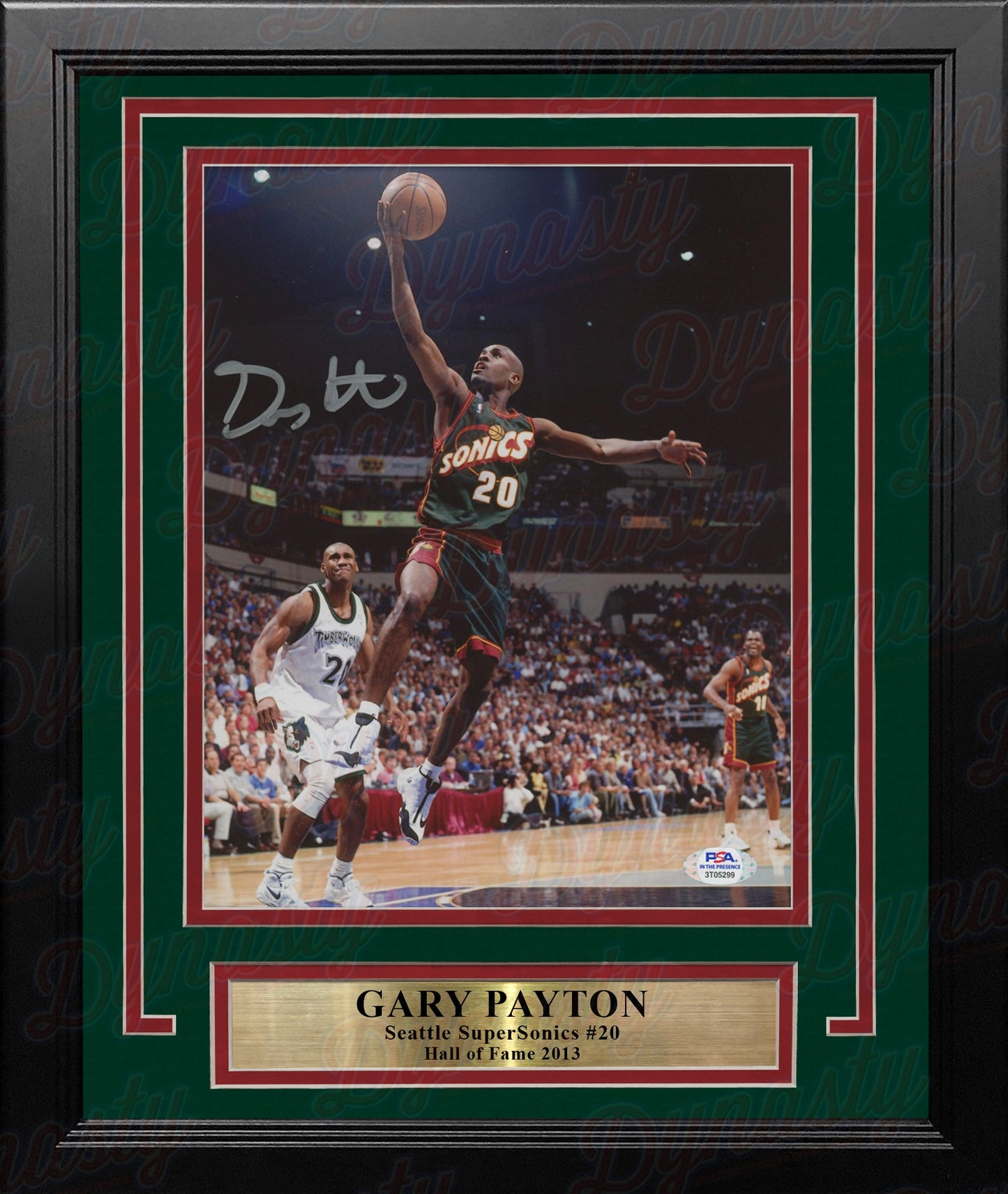 Gary Payton in Action Seattle SuperSonics Autographed 8" x 10" Framed Basketball Photo