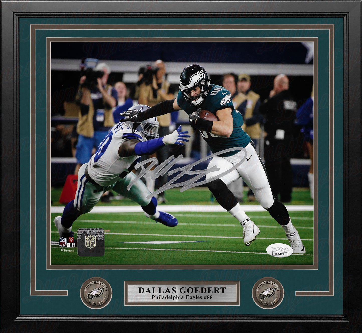 Dallas Goedert v. Cowboys Philadelphia Eagles Autographed Framed Football Photo