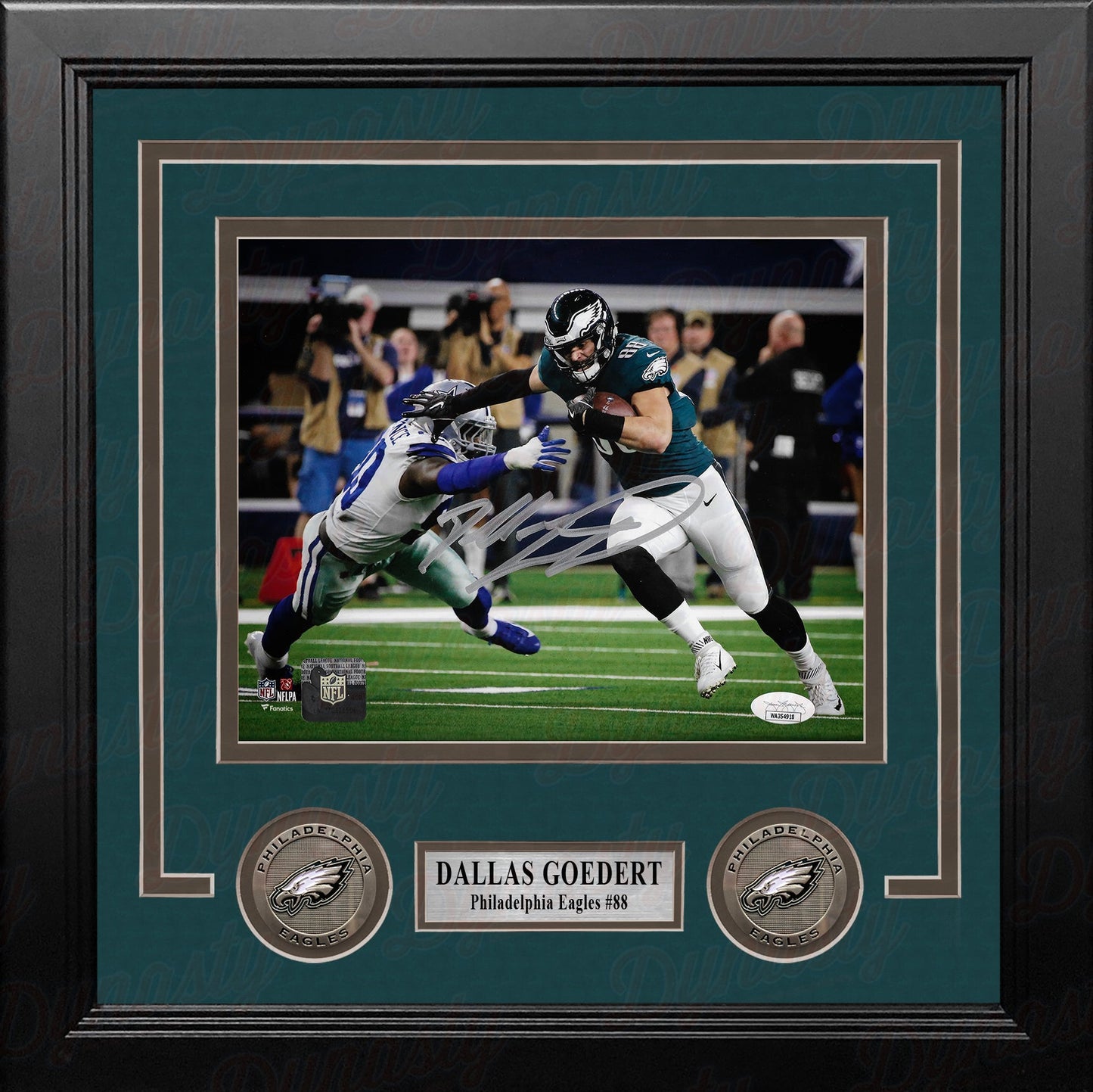 Dallas Goedert v. Cowboys Philadelphia Eagles Autographed Framed Football Photo