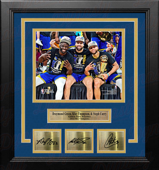 Draymond Green Klay Thompson Steph Curry Warriors Finals 8x10 Framed Photo with Engraved Autographs