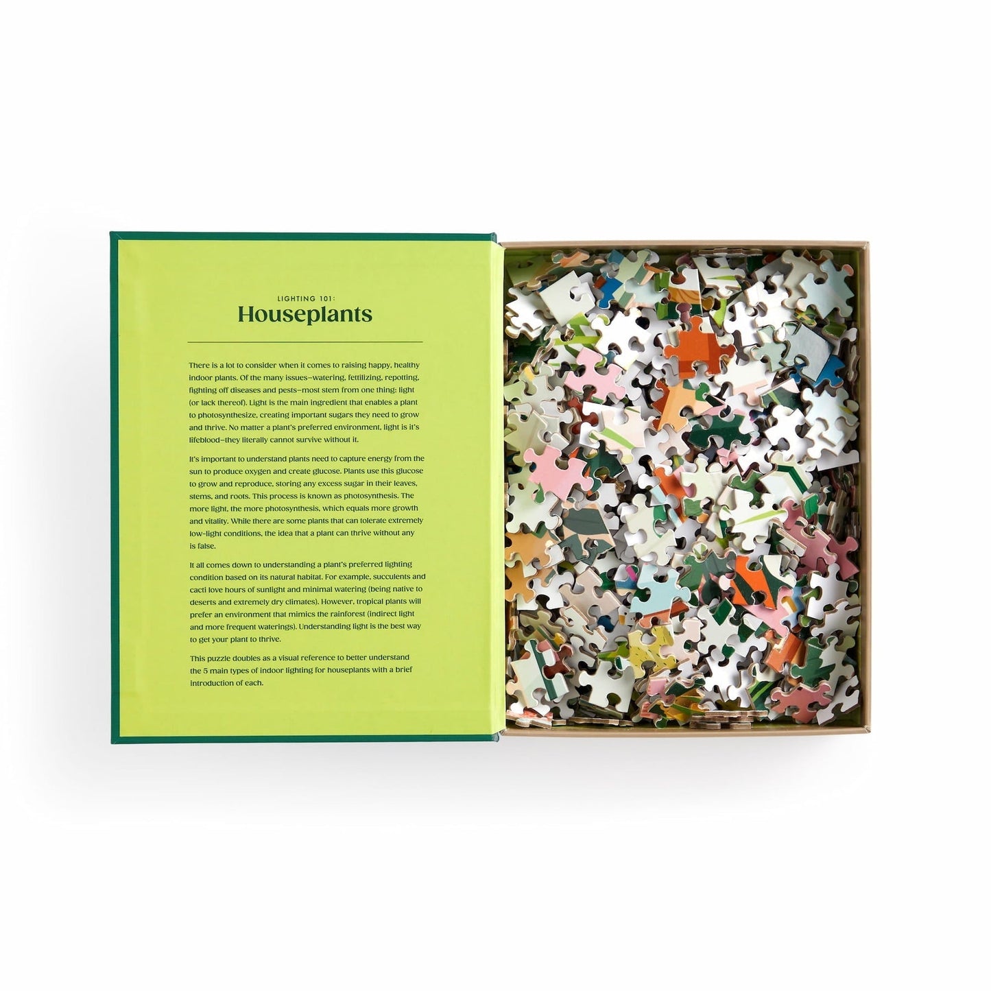 Galison Puzzles: Book Puzzle - 500 Pieces - Lighting 101 - Houseplants