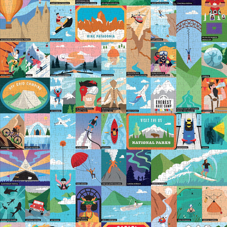 Ridley's Games Puzzles: Jigsaw Puzzle - 1000 Pieces - Bucket List - 50 Thrilling Experiences for Adventure Seekers