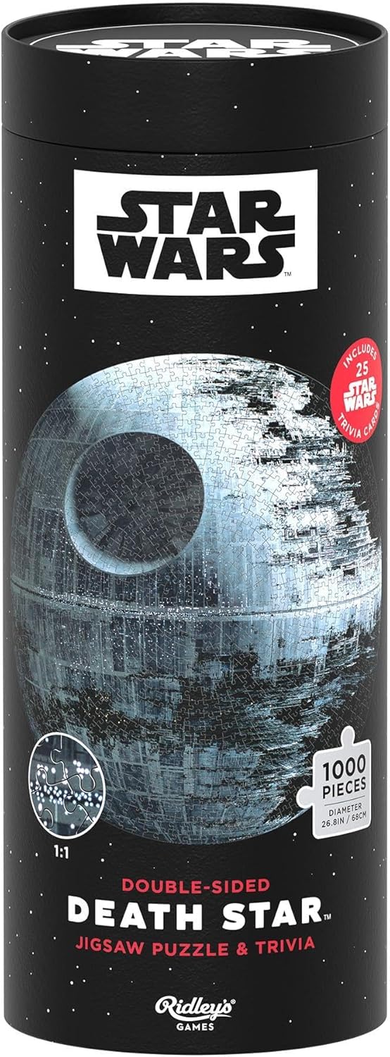 Ridley's Games Puzzles: Jigsaw Puzzle & Trivia - Double-Sided - 1000 Pieces - Star Wars - Death Star