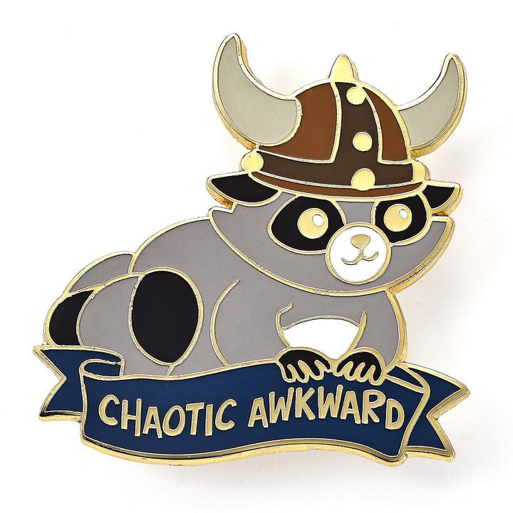 Hymgho Dice: Alternative Alignments Enamel Pin - Chaotic Awkward - Raccoon