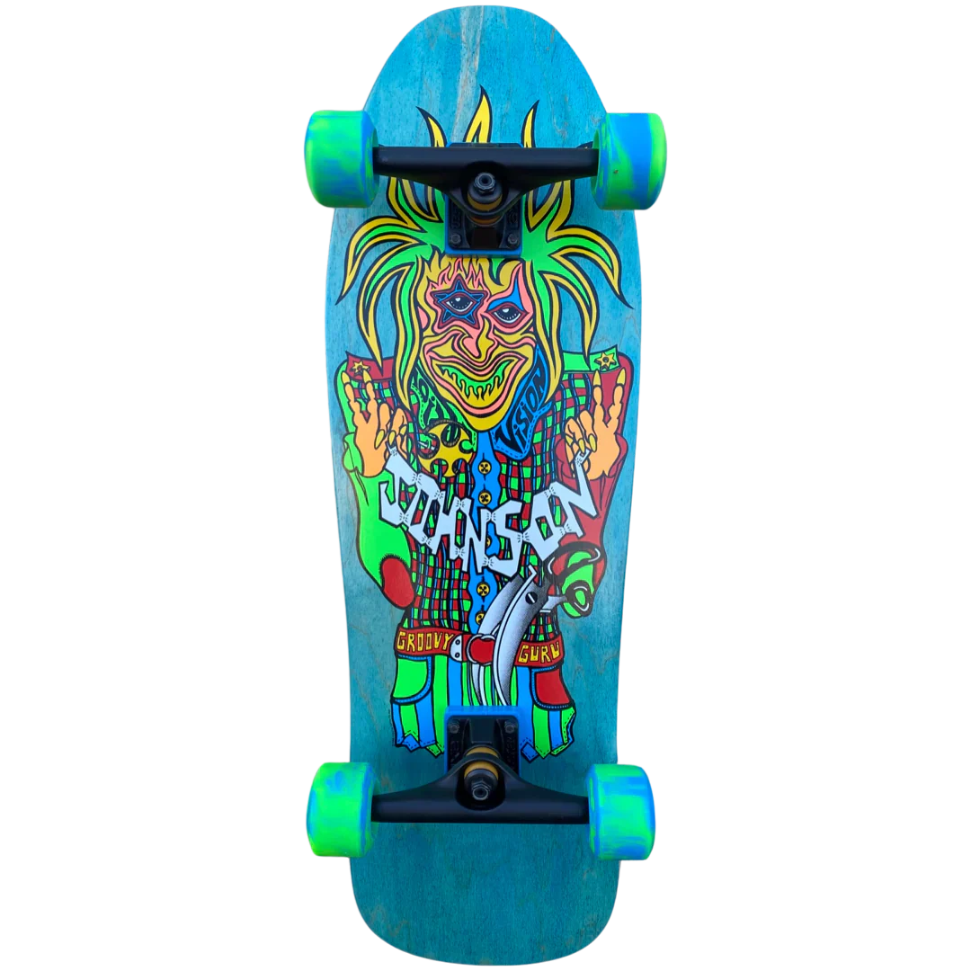 Vision Joe Johnson Groovy Guru Turquoise Stain 9.5" Complete Skateboard