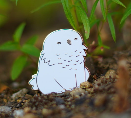 Baby Bestiary: Snowy Owlbear Enamel Pin - Glaring