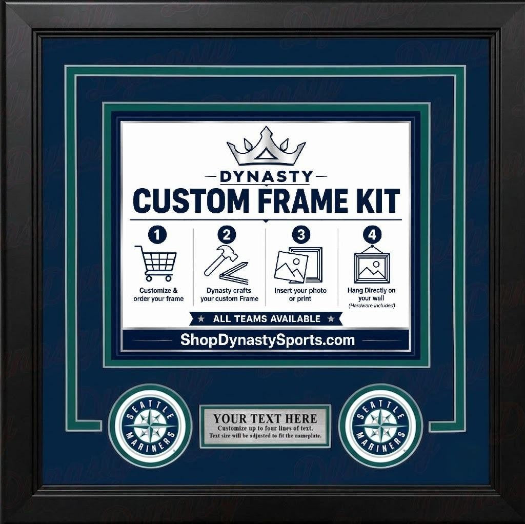 MLB Baseball Photo Picture Frame Kit - Seattle Mariners (Northwest Green Matting, Gray Trim)