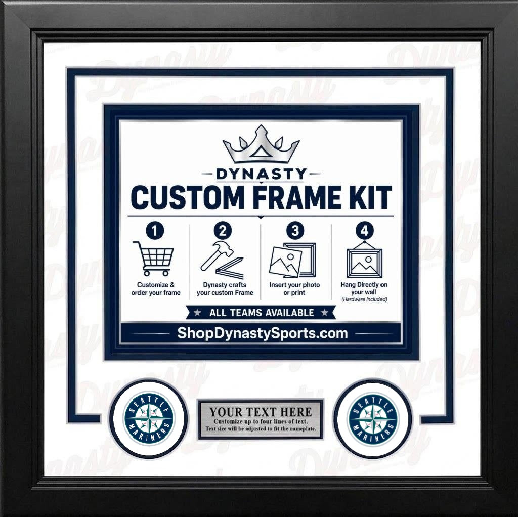 MLB Baseball Photo Picture Frame Kit - Seattle Mariners (Northwest Green Matting, Gray Trim)