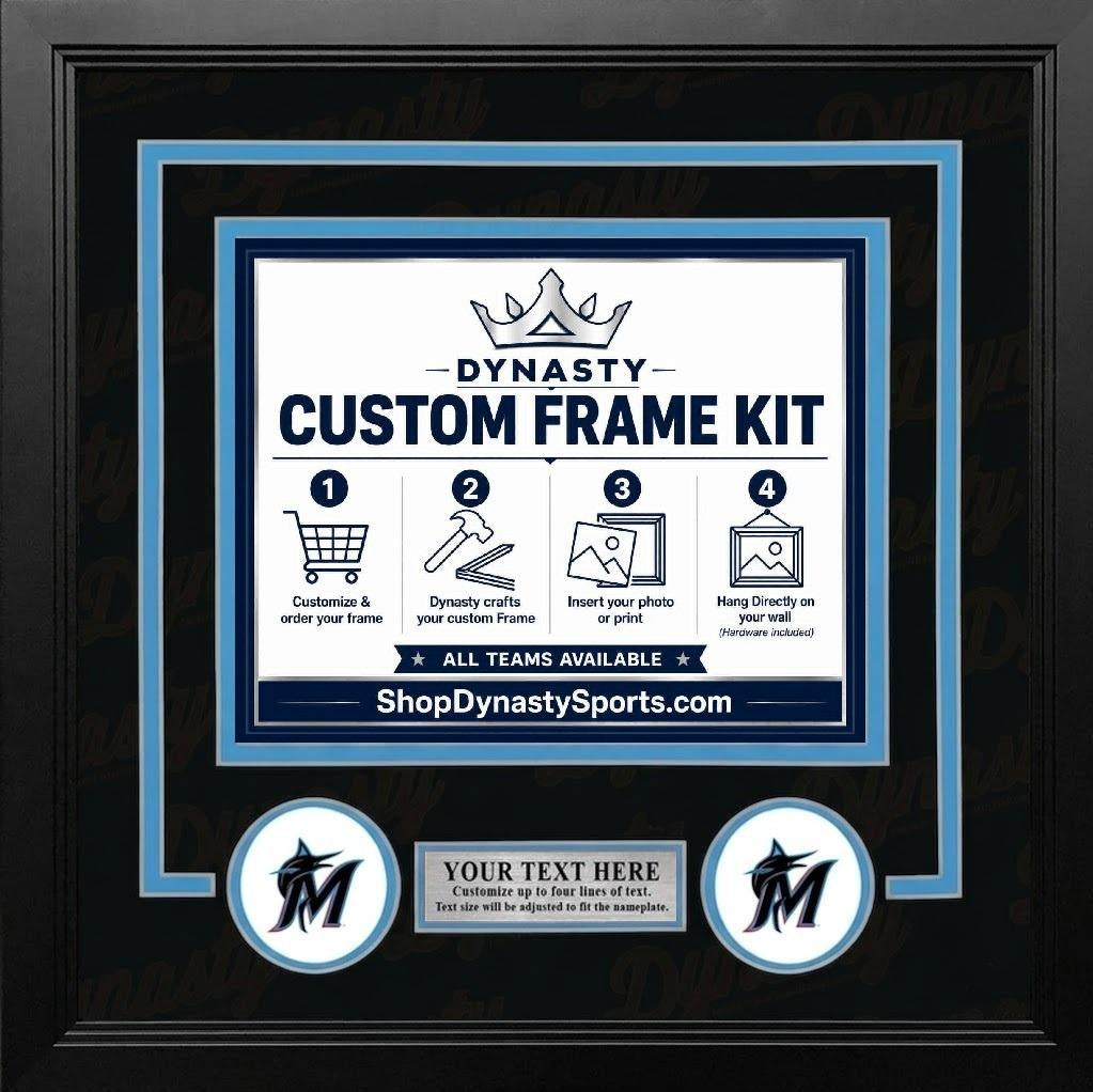 MLB Baseball Photo Picture Frame Kit - Miami Marlins (Orange Matting, White Trim)