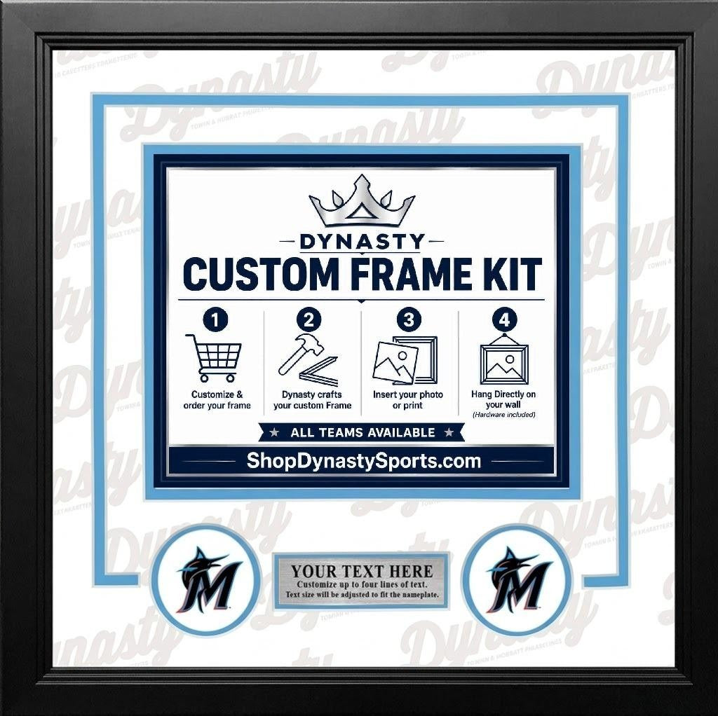 MLB Baseball Photo Picture Frame Kit - Miami Marlins (Orange Matting, White Trim)