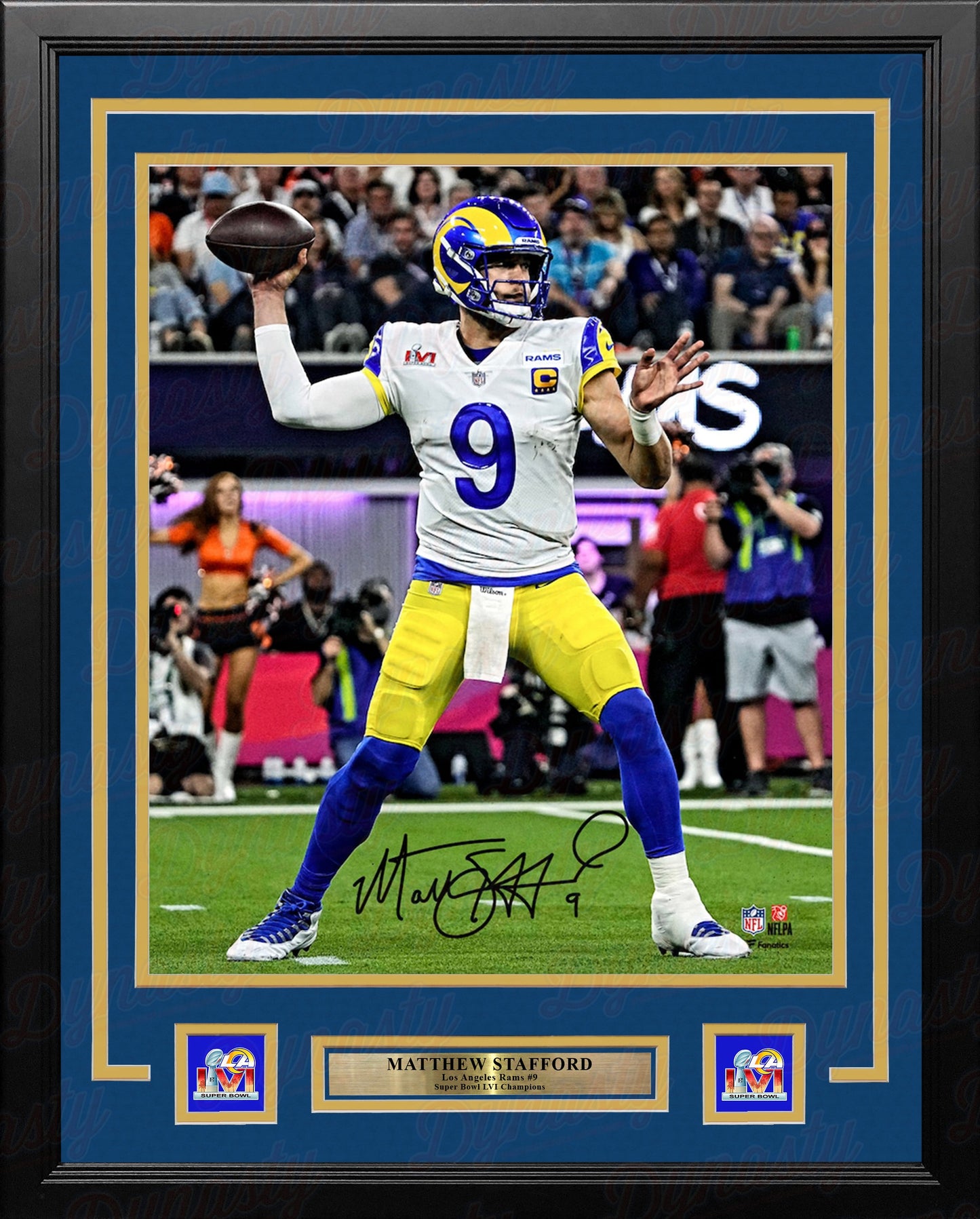 Matthew Stafford Super Bowl LVI Action Los Angeles Rams Autographed Framed Football Photo