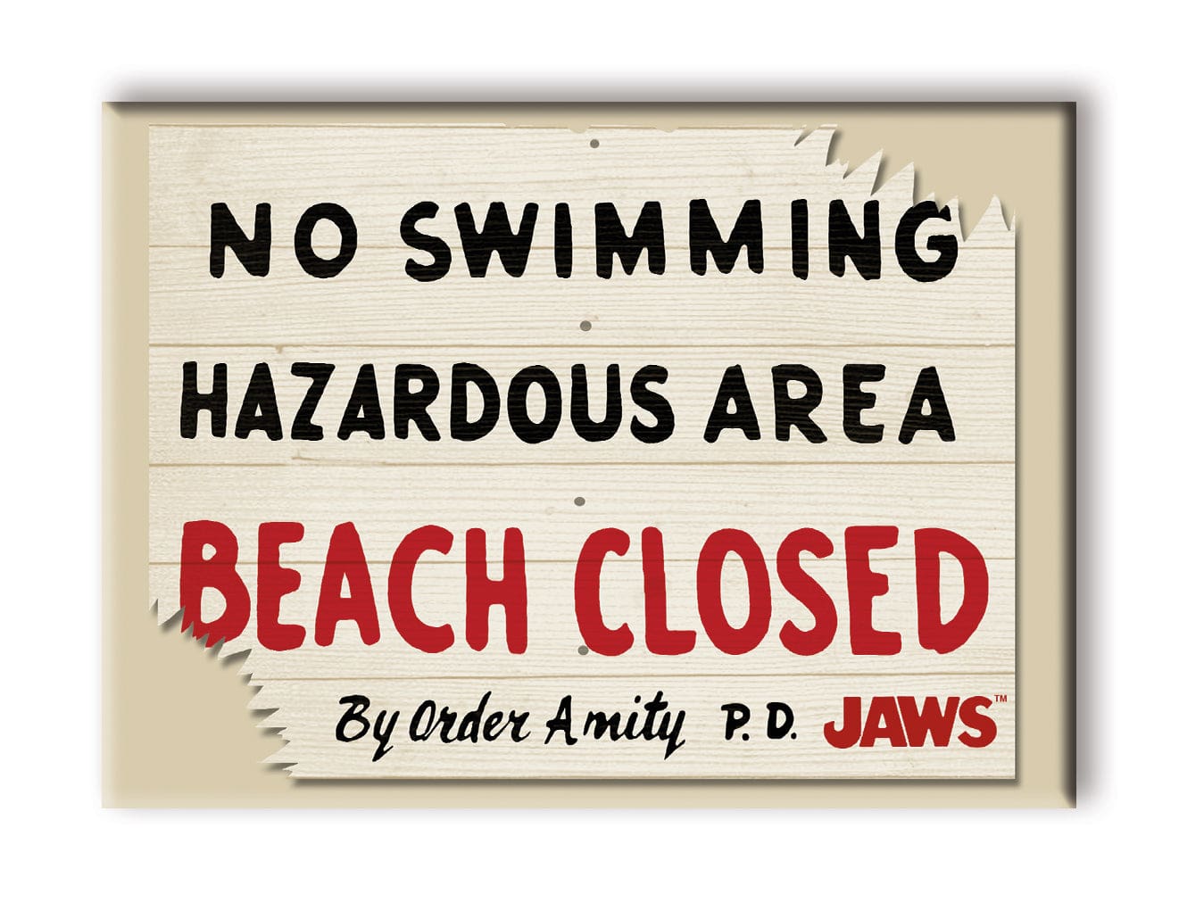 Aquarius Magnets: Flat Magnet - JAWS - Beach Closed