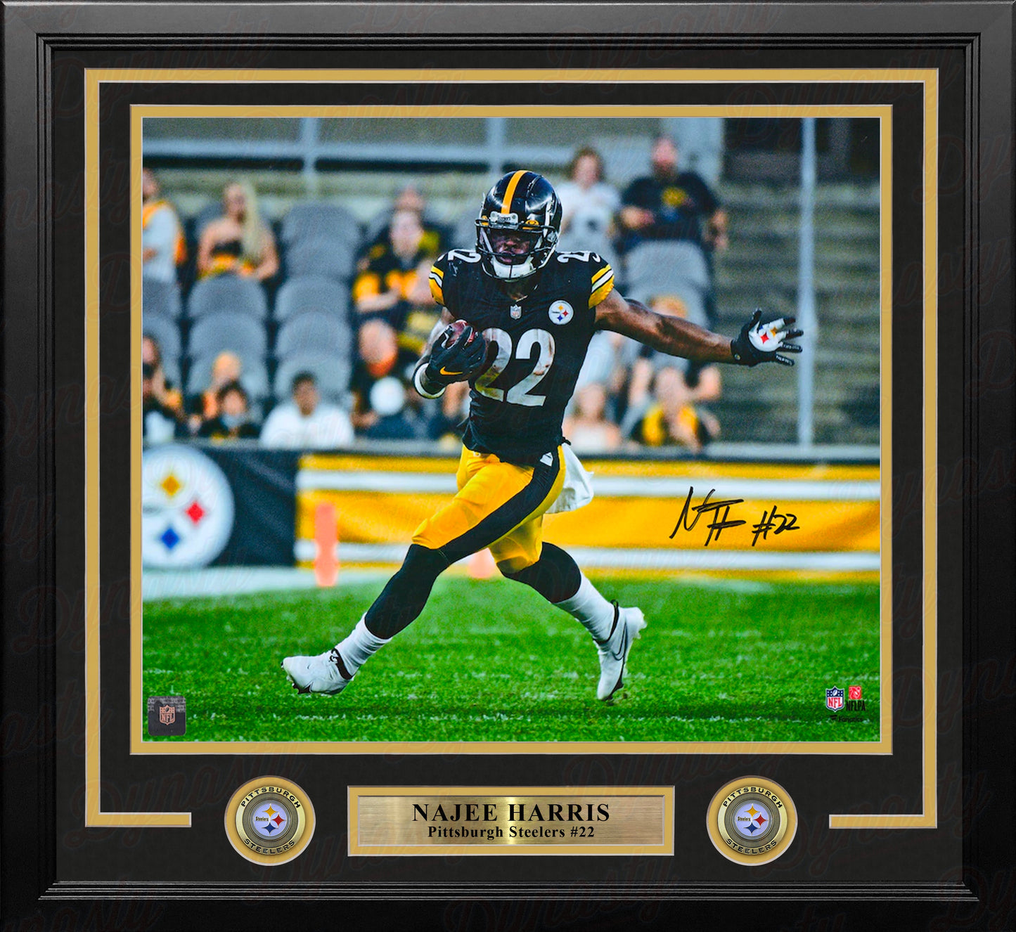 Najee Harris in Action Pittsburgh Steelers Autographed Framed Football Photo