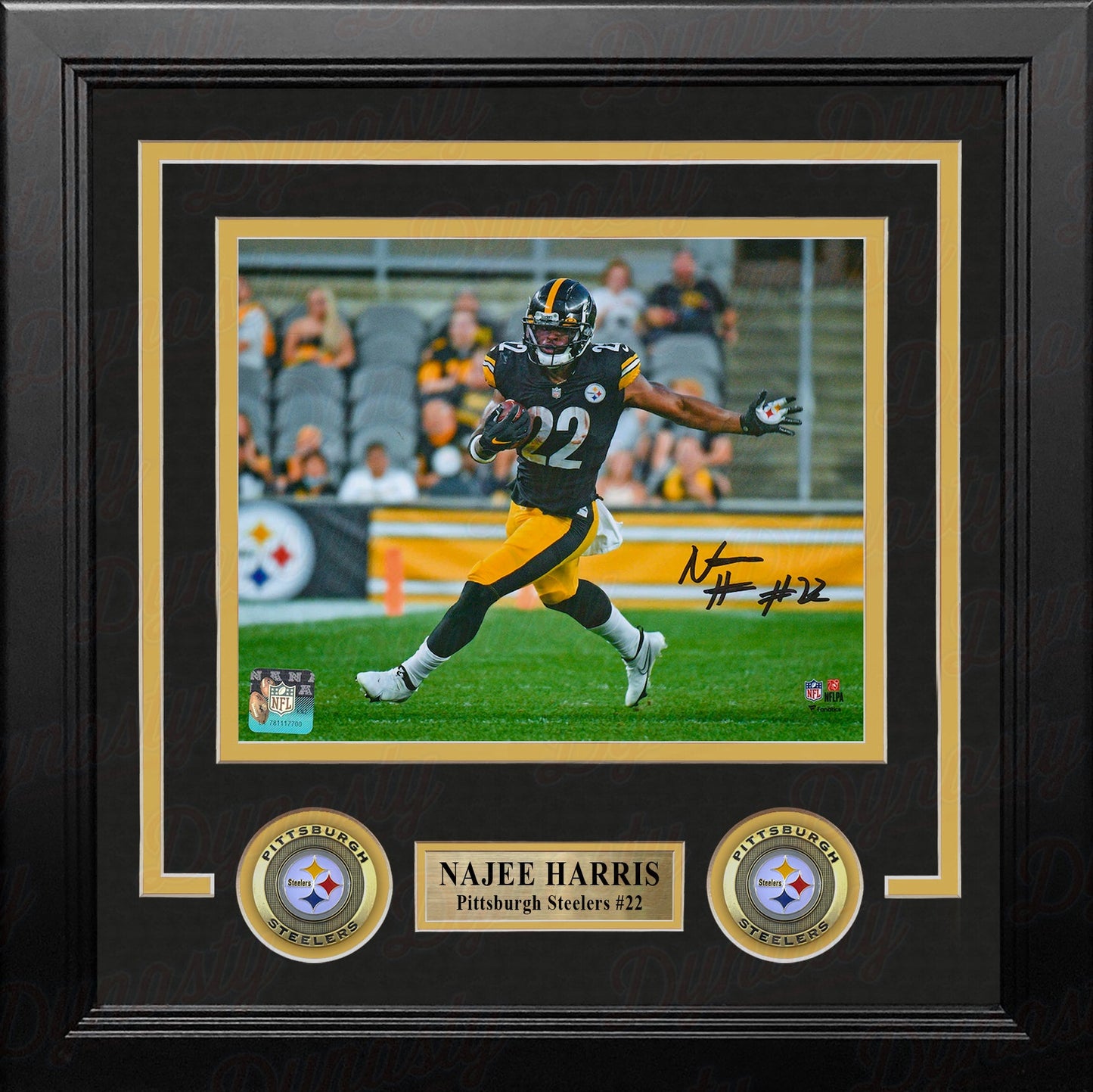 Najee Harris in Action Pittsburgh Steelers Autographed Framed Football Photo
