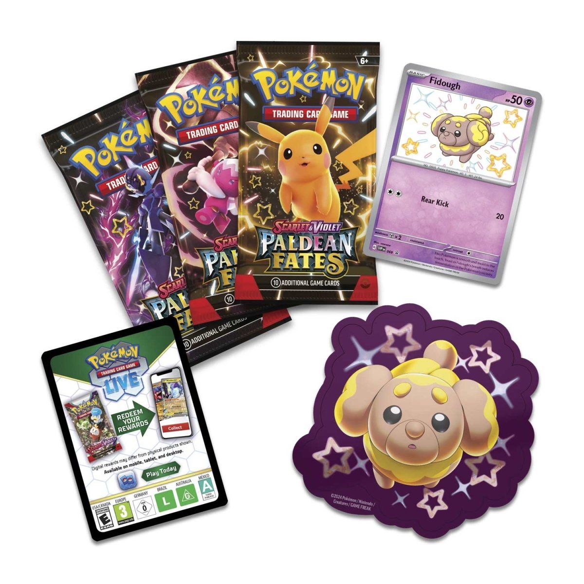 Pokemon: Scarlet & Violet - Paldean Fates Tech Sticker Collection - Shiny Fidough
