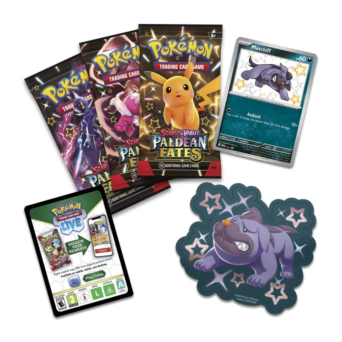 Pokemon: Scarlet & Violet - Paldean Fates Tech Sticker Collection - Shiny Maschiff