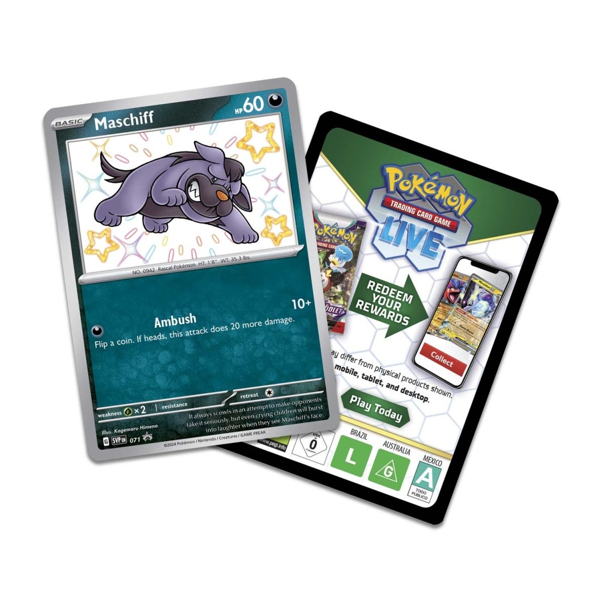 Pokemon: Scarlet & Violet - Paldean Fates Tech Sticker Collection - Shiny Maschiff
