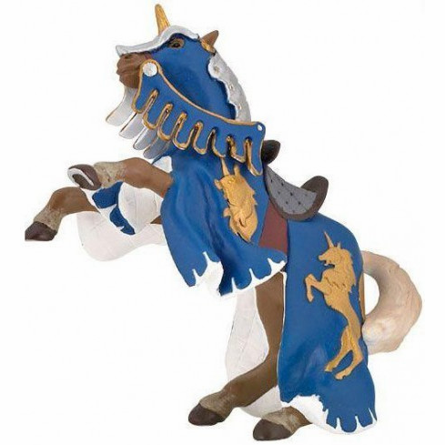 Papo France: Medieval - Reared Up Horse with Unicorn - Blue
