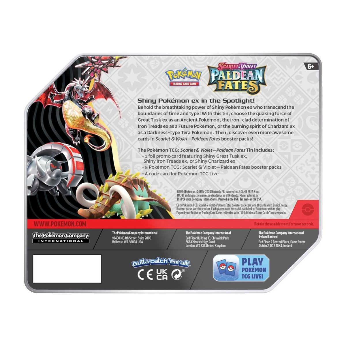 Pokemon: Scarlet & Violet - Paldean Fates - Tin - Shiny Great Tusk ex