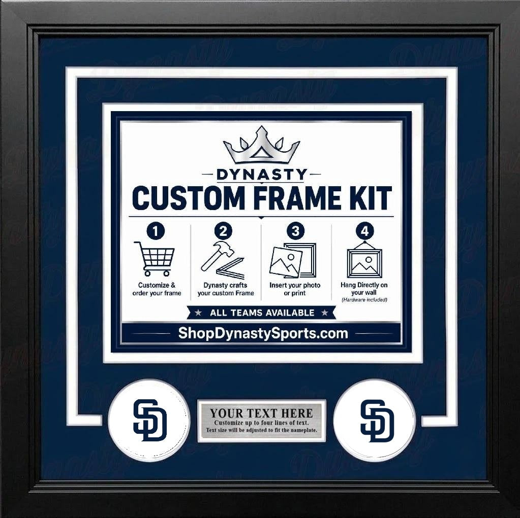 MLB Baseball Photo Picture Frame Kit - San Diego Padres (White Matting, Navy Trim)