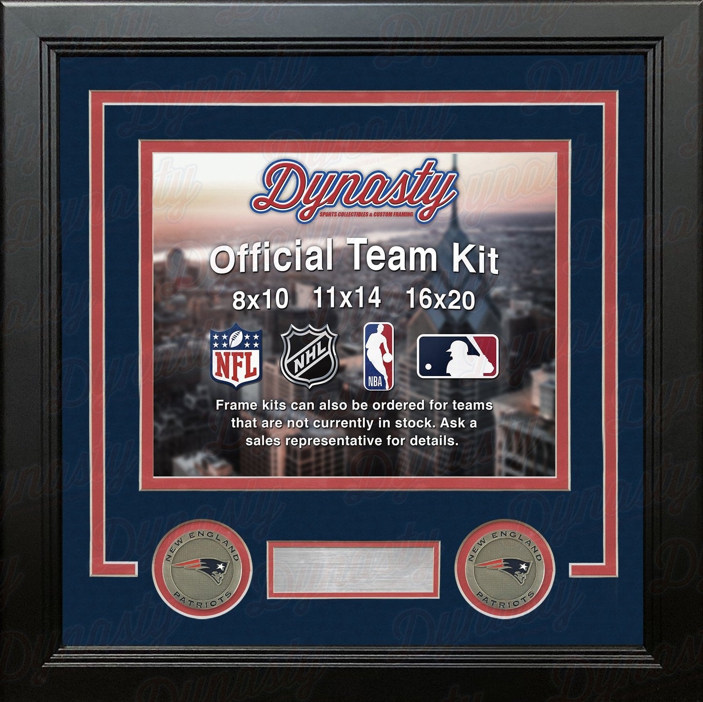 New England Patriots Custom NFL Football 11x14 Picture Frame Kit (Multiple Colors)