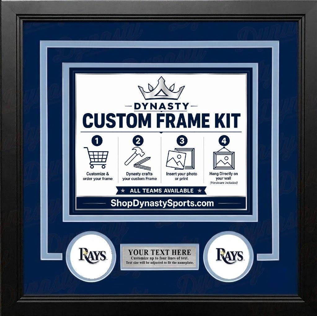 MLB Baseball Photo Picture Frame Kit - Tampa Bay Rays (Blue Matting, Gray Trim)