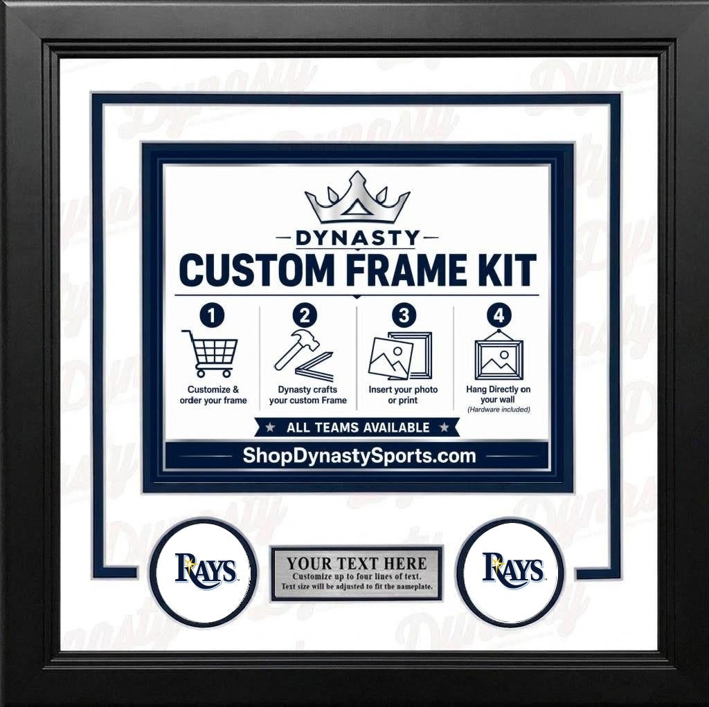 MLB Baseball Photo Picture Frame Kit - Tampa Bay Rays (Blue Matting, Gray Trim)