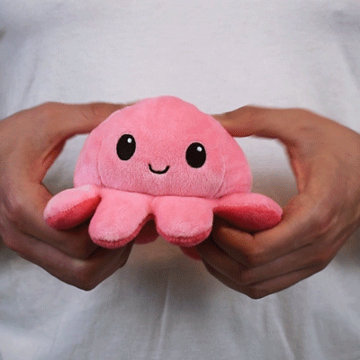 TeeTurtle Reversible Plushie: Octopus - Light Pink/Pink Wink - Mini